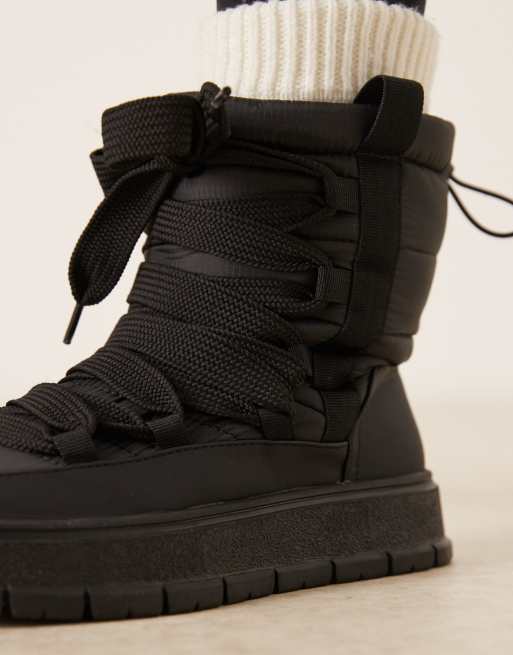 ASOS DESIGN - Arrow - Sneeuwlaarzen van nylon met veters in zwart, 4 van 4