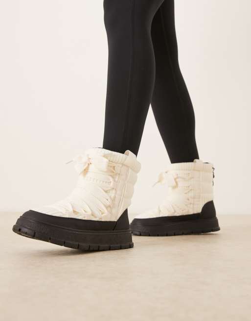 ASOS DESIGN – Arrow – Svartvita vinterkängor i nylon med snörning, 4 av 4