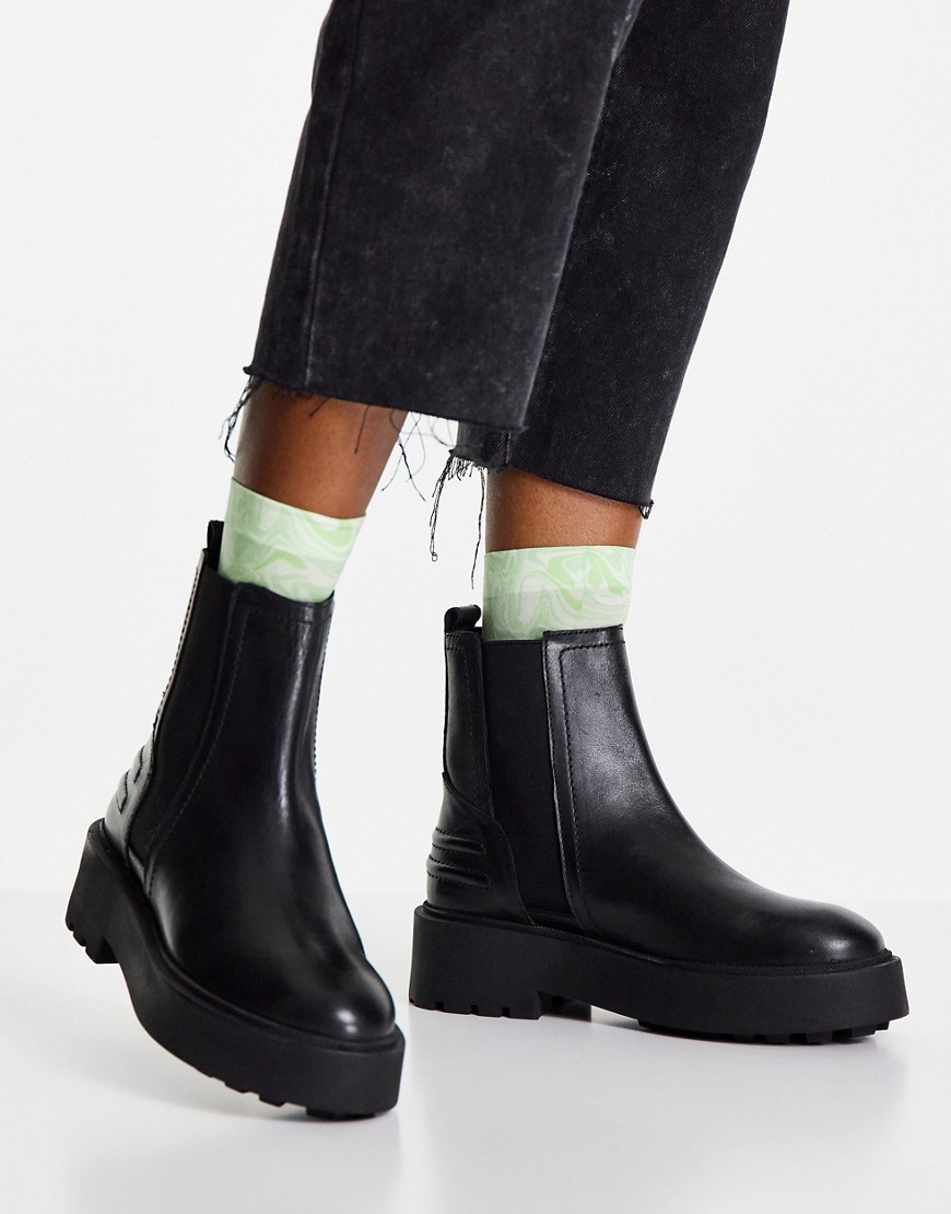 ASOS DESIGN Arthur leather padded chelsea boots in black