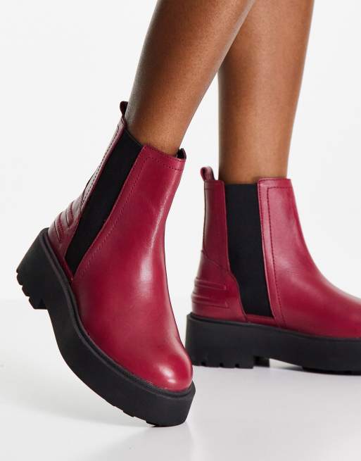 ASOS DESIGN – Arthur – Röda, vadderade chelseaboots i läder