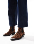 [ASOS DESIGN] ASOS DESIGN Aruba flat western boots with toe cap detail in leopard-Multi 38 MULTI