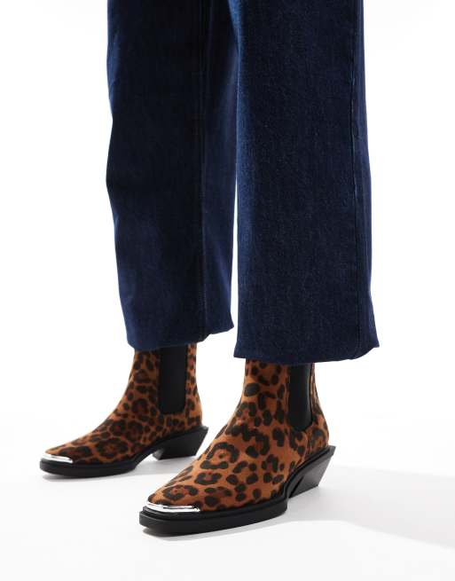 ASOS DESIGN Aruba Stivali bassi stile western leopardati con dettaglio in punta ASOS