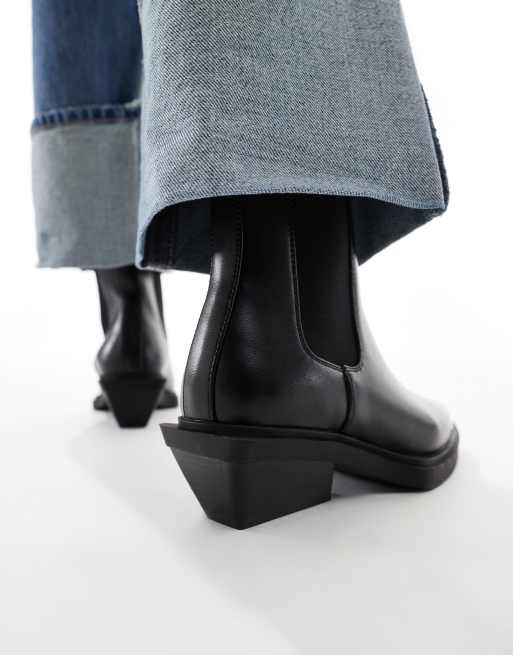ASOS DESIGN Aruba Stivali bassi stile western neri con dettaglio in punta