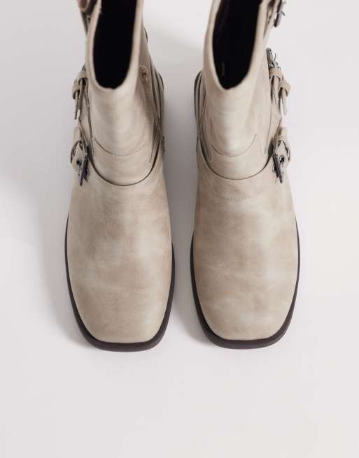 ASOS DESIGN - Asher - Bottes plates style motard - Blanc vintage, 3 de 4