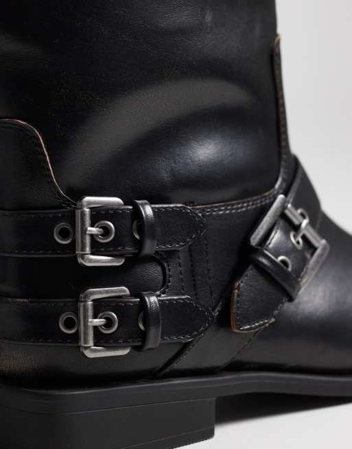 ASOS DESIGN – Asher – Flache Biker-Stiefel in Schwarz poliert, 2 von 4