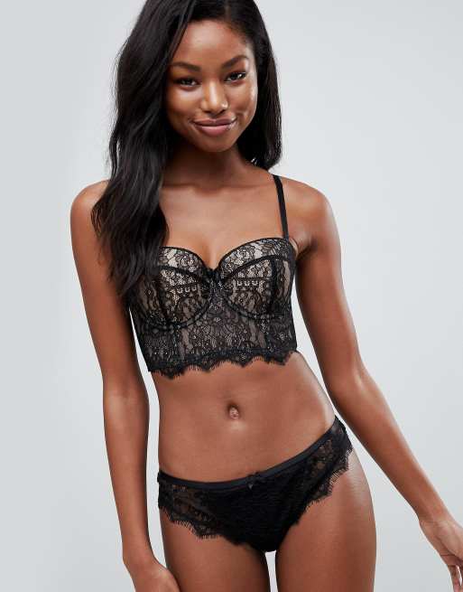 ASOS DESIGN – Ashley – Set med stringtrosa och push up-behå med bygel i spets från 30A-38I, 3 av 4