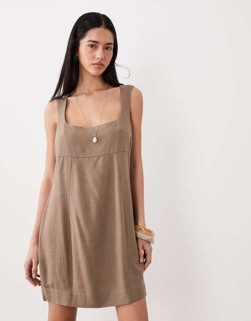ASOS DESIGN – Askbrun, minilång sommarklänning i bodycon-modell med fyrkantig ringning , 2 av 4
