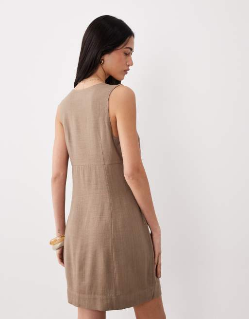 ASOS DESIGN – Askbrun, minilång sommarklänning i bodycon-modell med fyrkantig ringning , 4 av 4