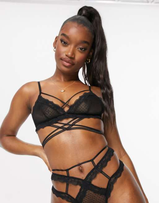 ASOS DESIGN Asli strappy thong in black, 4 of 4