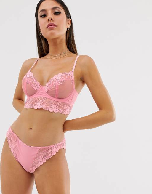  ASOS DESIGN Asmah longline BH med blonder og bøjle i blomsterprint og bukser og hofteholder, 2 af 3