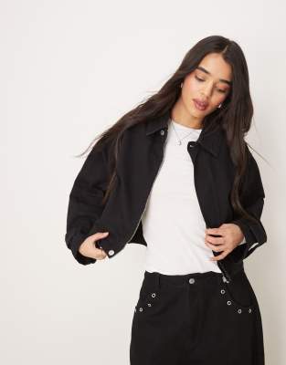 ASOS DESIGN ASOS DESIGN denim jacket with adjustable waist in rinse black φωτογραφία