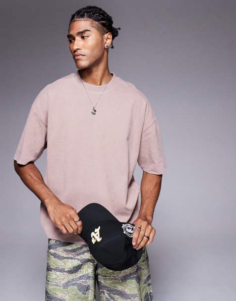 ASOS DESIGN – ASOS DESIGN – Gruby T-shirt oversize o pudełkowym kroju w spranym szarobeżowym kolorze - view 1