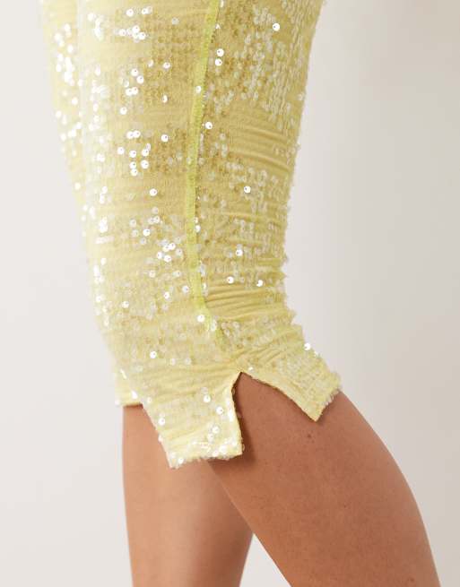 ASOS DESIGN ASOS DESIGN sequin capri trouser in yellow, 5 of 5