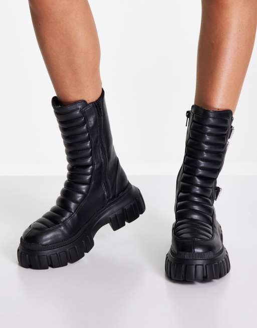 Black chunky boots store asos