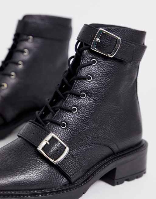 ASOS DESIGN - Astrid - Bottes militaires à semelle épaisse en cuir - Noir, 2 de 4