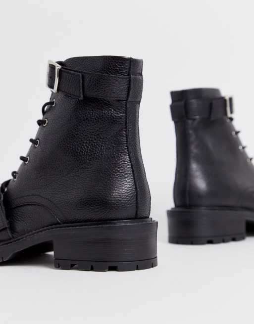 ASOS DESIGN - Astrid - Bottes militaires à semelle épaisse en cuir - Noir, 3 de 4