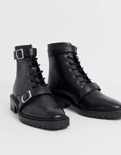ASOS DESIGN - Astrid - Bottes militaires à semelle épaisse en cuir - Noir, 4 de 4