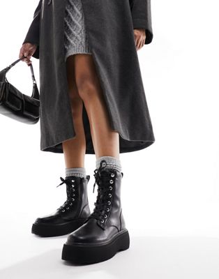 Asos Design Astrid Lace Up Boots In Black