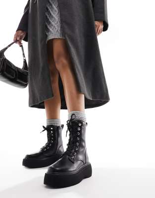 ASOS DESIGN Astrid lace up boots in black