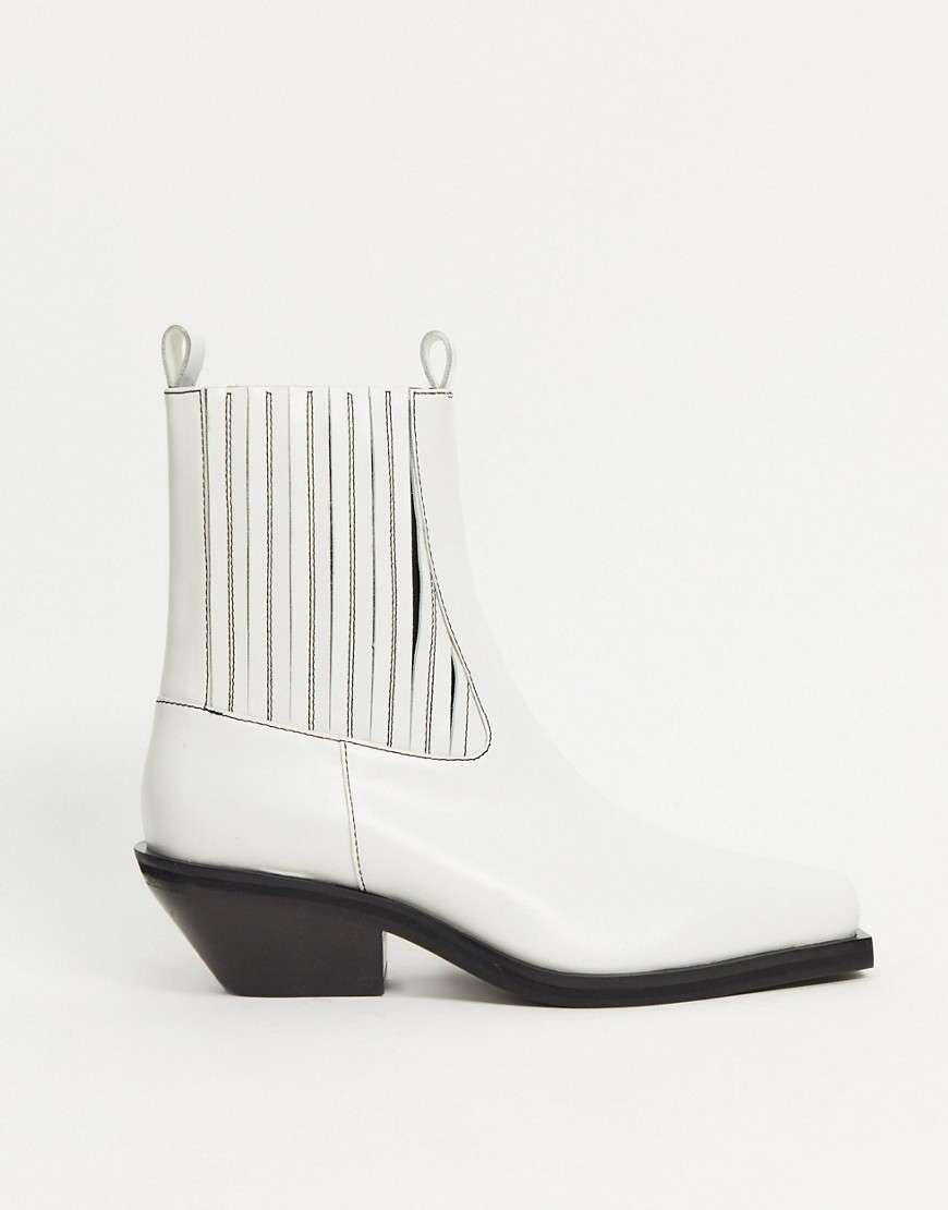 Asos Design Astronomy Premium Leather Ankle Boots In White