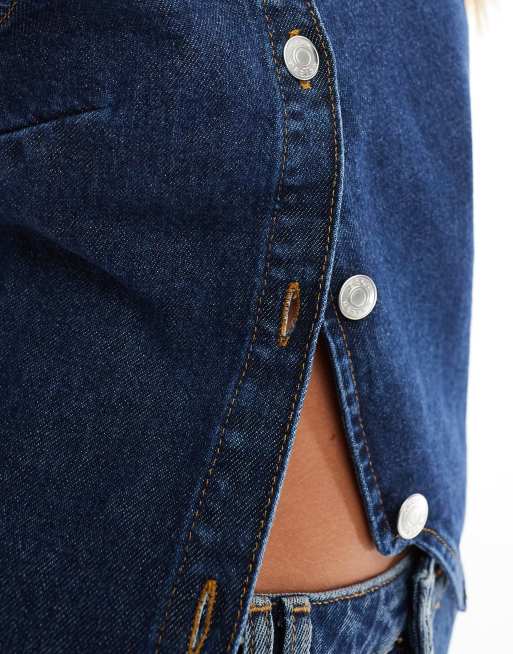 ASOS DESIGN – Asymetryczna kamizelka jeansowa w kolorze indygo, 4 z 4
