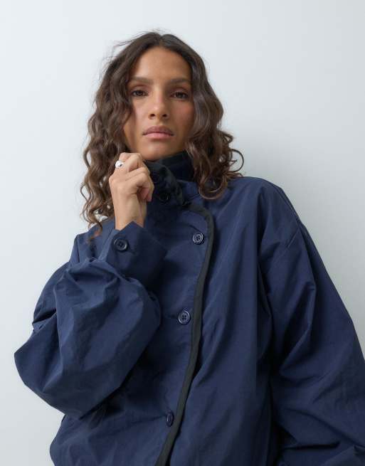 ASOS DESIGN asymetryczna oversize techniczna kurtka ze stójką w kolorze granatowym, 2 z 5
