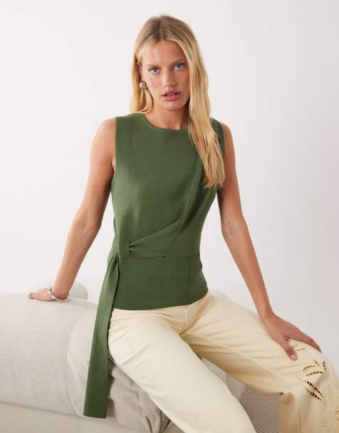 ASOS DESIGN – Asymetryczny podkoszulek z drapowaniem w kolorze khaki - view 1