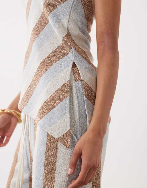 ASOS DESIGN – Asymetryczny top na jedno ramię w paski, część zestawu, 3 z 4