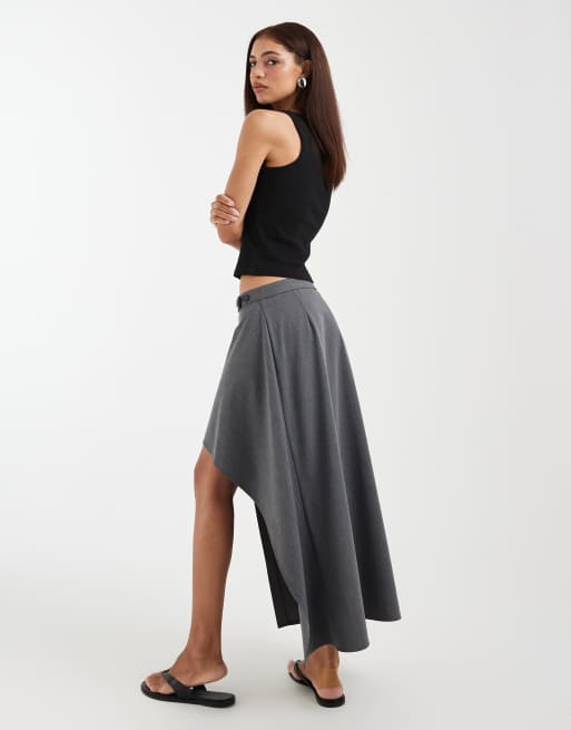 ASOS DESIGN asymm tailored skirt in grey, 4 of 5