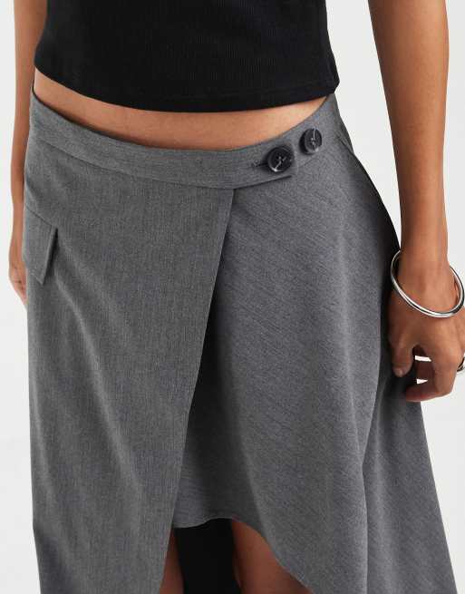 ASOS DESIGN asymm tailored skirt in grey, 5 of 5
