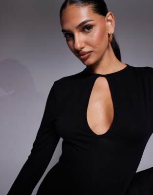 Asos Design Asymmetric Angel Sleeve Maxi Dress In Black