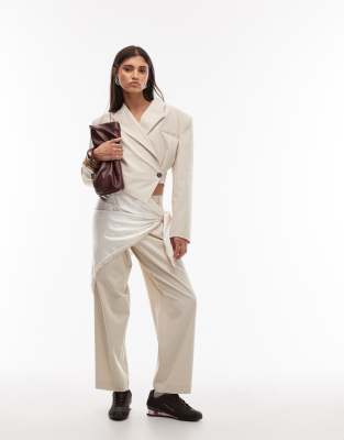 Asos Design Asymmetric Blouson Blazer In Multi