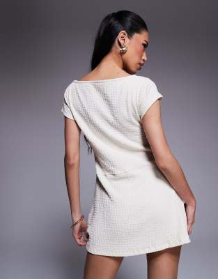 ASOS DESIGN ASYMMETRIC BUTTON UP CAP SLEEVE MINI DRESS 
