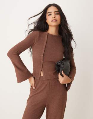 Asos Design Asymmetric Button Up Super Soft Cardigan In Brown