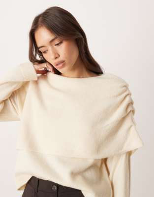 Asos Design Asymmetric Cape Detailed Sweater In Black