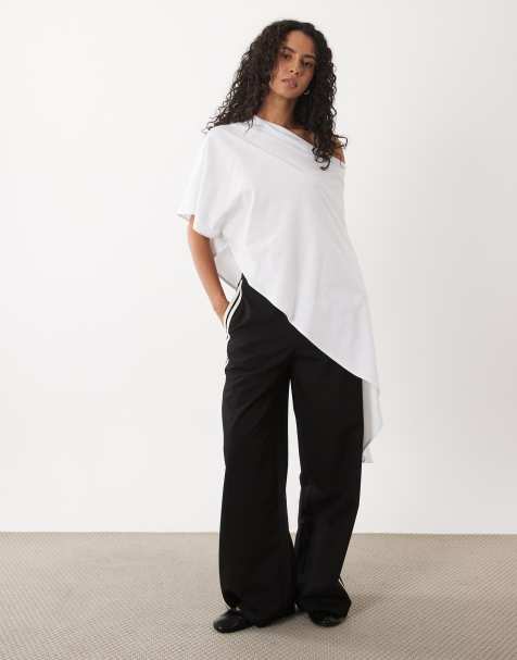 ASOS DESIGN asymmetric cape style top in white - view 1