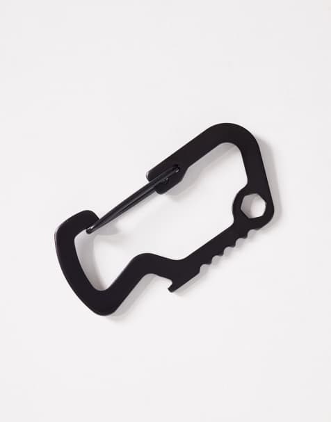 ASOS DESIGN asymmetric carabiner clip in black - view 1