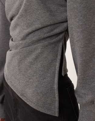 Asos Design Asymmetric Cinched Sweatshirt In Gray
