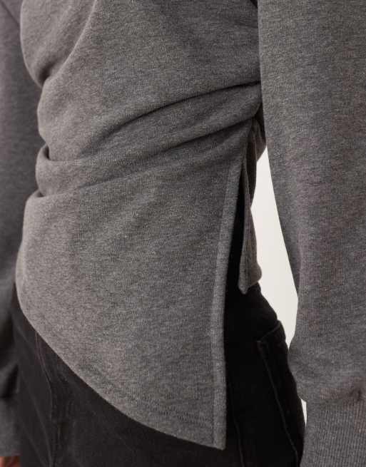 ASOS DESIGN asymmetric cinched sweatshirt in charcoal