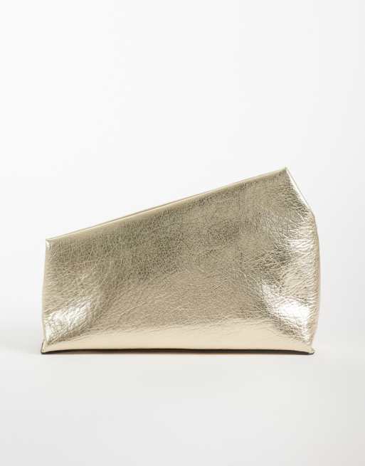 ASOS DESIGN asymmetric clutch in metallic gold, 4 of 4