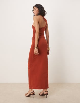ASOS DESIGN ASYMMETRIC CURVED BACK MIDI DRESS 