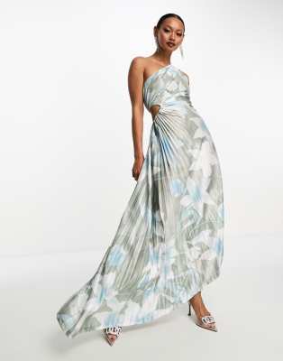 knee length dresses for ladies Rent Asos Edition Sequin Wrap Midi Dress In Floral Print main image 1
