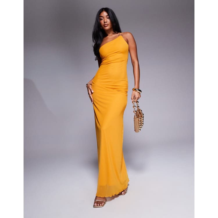 ASOS DESIGN asymmetric double strap with gold trim detail