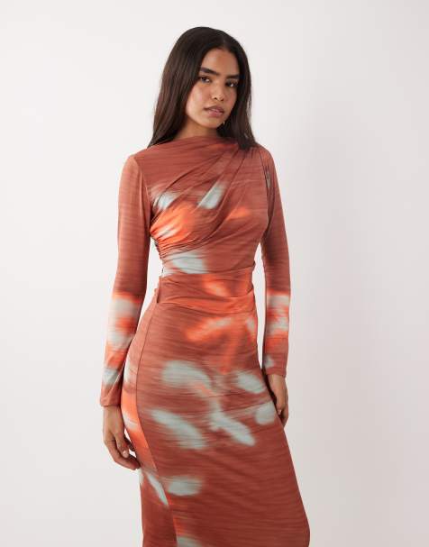dresses with long sleeves for summer Silk Floral Dress Printed Sleeve Silk Shirt Dress Blue / S daily wear which make you charming and cool Long Sleeve Summer Dresses |