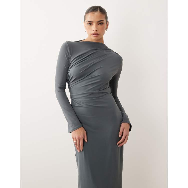 grey asymmetrical dress Drape Asymmetric Dress Grey M/L