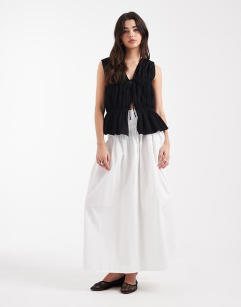 ASOS DESIGN asymmetric dropped waist maxi skirt in white - view 1