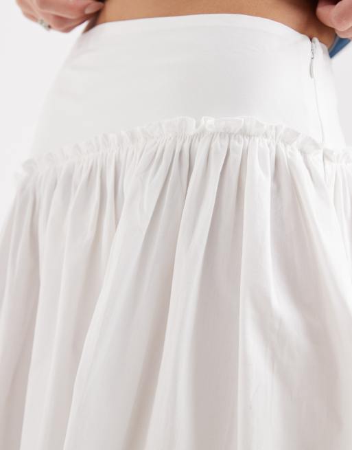ASOS DESIGN asymmetric dropped waist maxi skirt in white