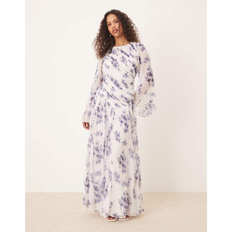 purple dress asos ASOS Design - Ruffle Long Sleeve Maxi Dress - Women - Polyester - 14 US
