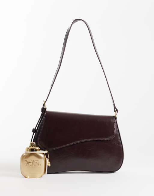 ASOS DESIGN asymmetric flap shoulder bag in brown, 3 of 4