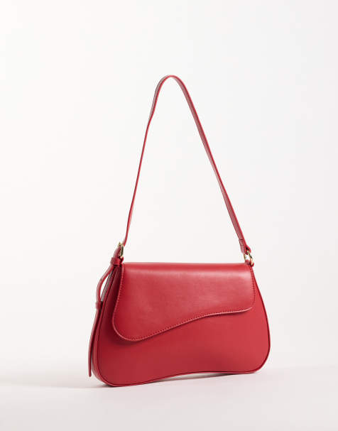 ASOS DESIGN asymmetric flap shoulder bag in red - view 1